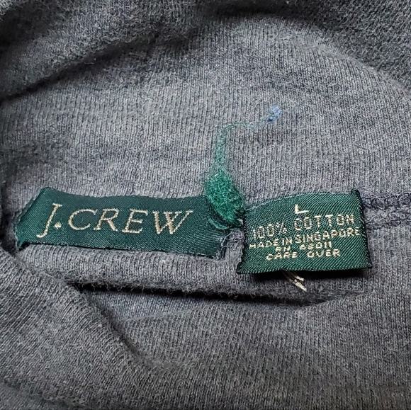 RARE Vintage 90s J. Crew Grey Cotton Mock Neck Long Sleeve Midi Sweater Dress L - Picture 13 of 13